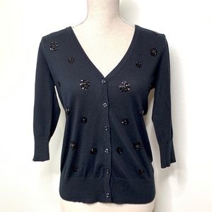 Button Up Black Sweater - 3/4 Sleeve